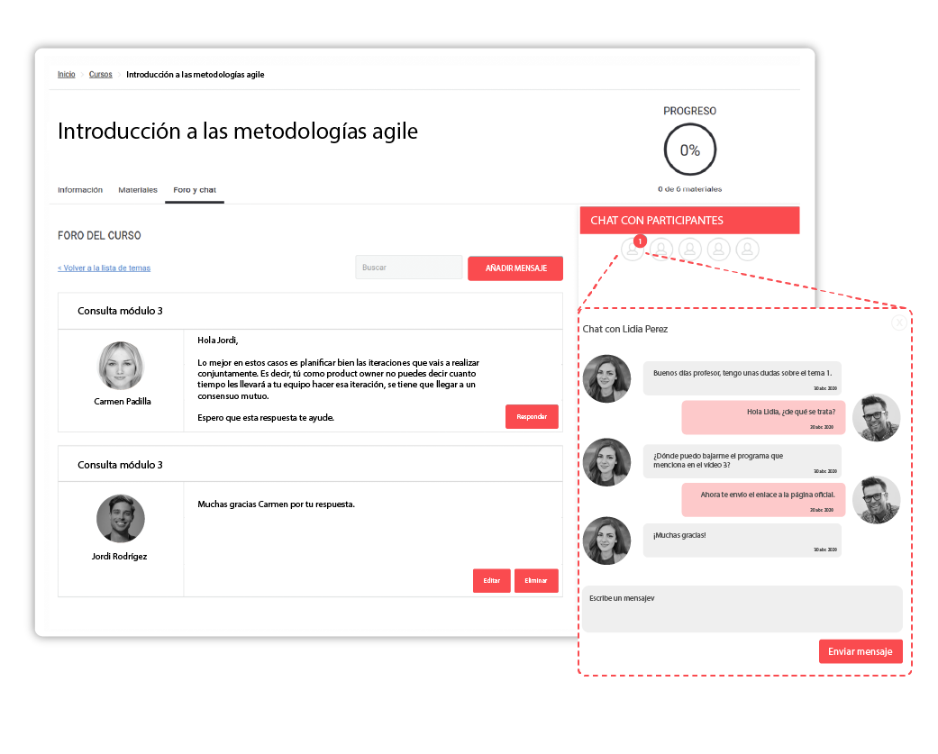 Conecta con tus alumnos a través del foro y chat