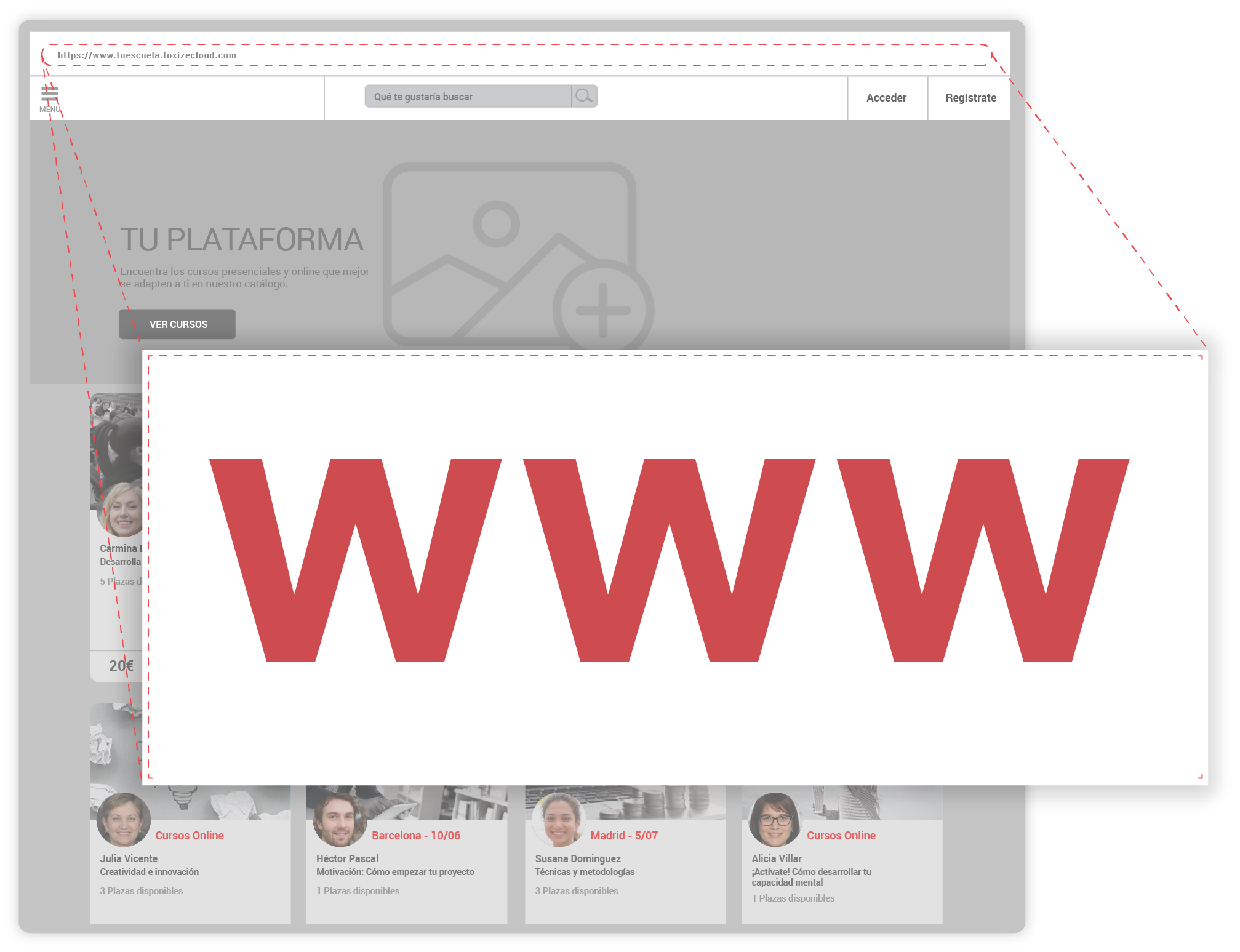 Publica tu escuela con una URL e email propio.