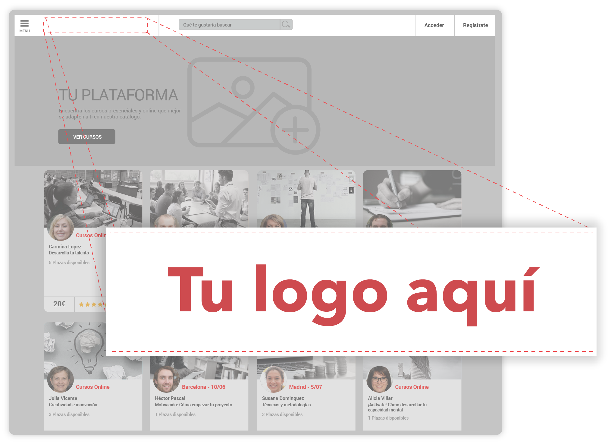 Pon tu logo en la plataforma de cursos online 