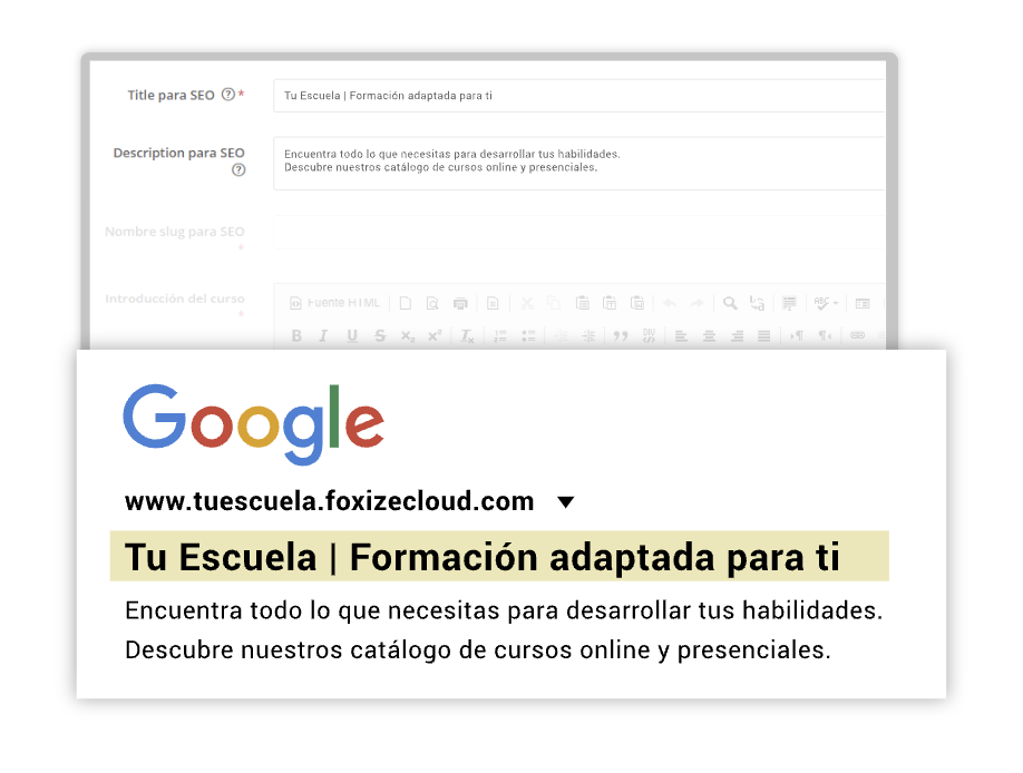 Plataforma elearning preparada para SEO en Google 