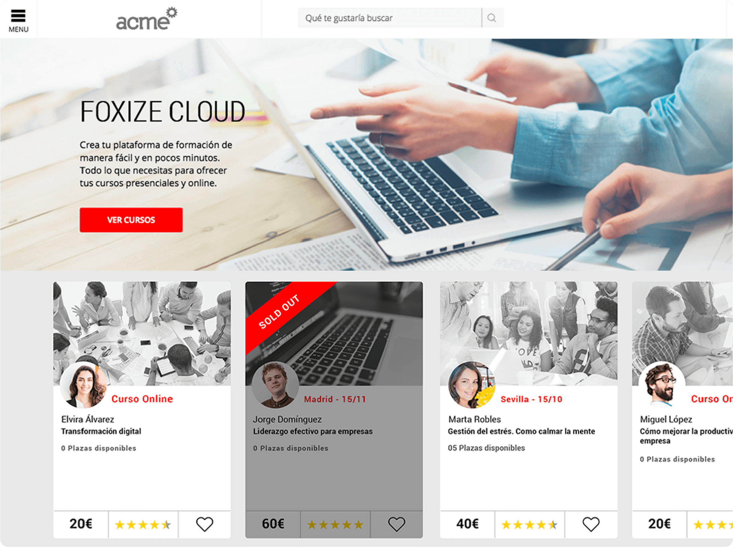 Web plataforma de formación Foxize Cloud