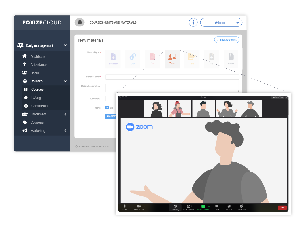 Make your Webinars with the Zoom tool integrated in Foxize Cloud