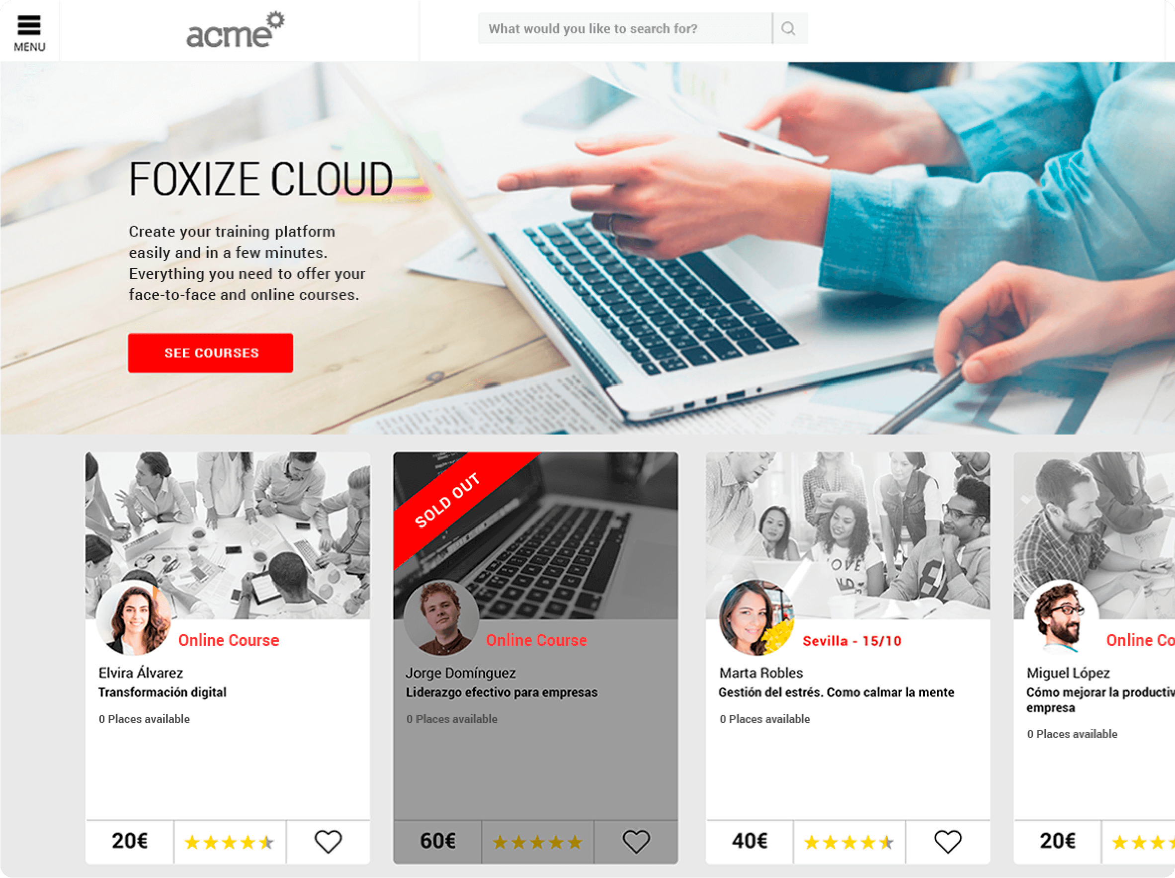 Foxize Cloud training platform website